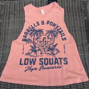 Barbells And Ponytails " Beach"  Crop Racer Tank Top  NEW